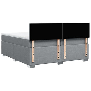 Κρεβάτι Boxspring με Στρώμα Ανοιχτό Γκρι 200x200 εκ. Υφασμάτινο - Pakobazaar