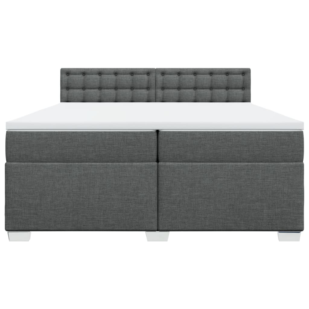 Κρεβάτι Boxspring με Στρώμα Σκούρο Γκρι 200x200 εκ. Υφασμάτινο