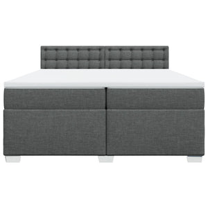 Κρεβάτι Boxspring με Στρώμα Σκούρο Γκρι 200x200 εκ. Υφασμάτινο