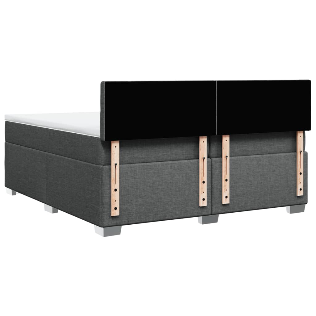 Κρεβάτι Boxspring με Στρώμα Σκούρο Γκρι 200x200 εκ. Υφασμάτινο