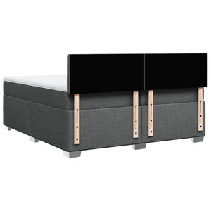 Κρεβάτι Boxspring με Στρώμα Σκούρο Γκρι 200x200 εκ. Υφασμάτινο