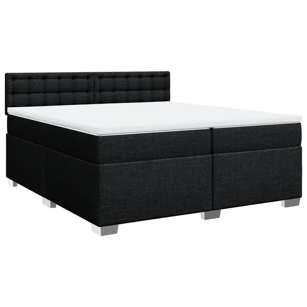 Κρεβάτι Boxspring με Στρώμα Μαύρο 200x200 εκ. Υφασμάτινο - Pakobazaar
