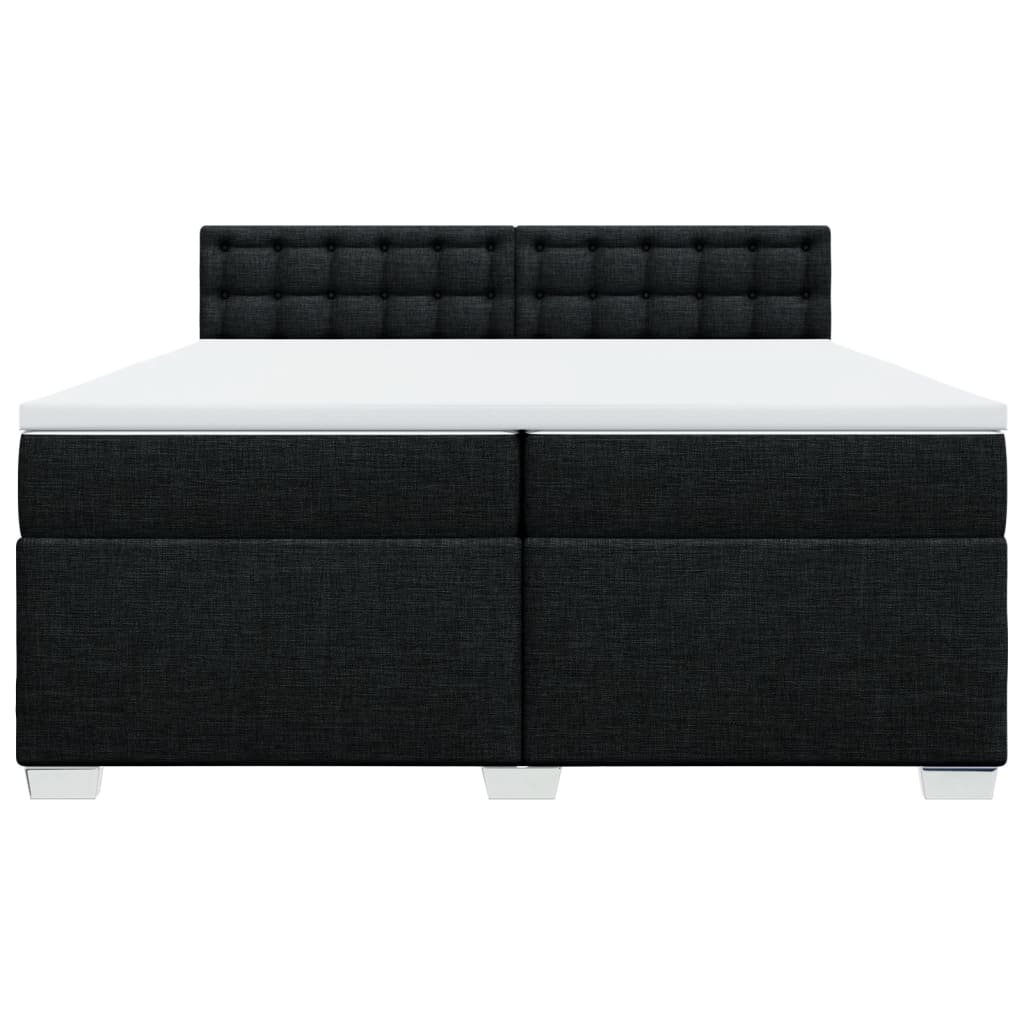 Κρεβάτι Boxspring με Στρώμα Μαύρο 200x200 εκ. Υφασμάτινο - Pakobazaar