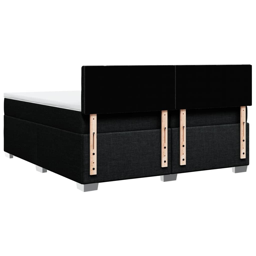 Κρεβάτι Boxspring με Στρώμα Μαύρο 200x200 εκ. Υφασμάτινο - Pakobazaar