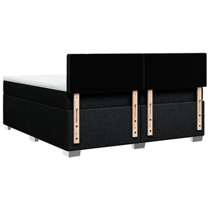 Κρεβάτι Boxspring με Στρώμα Μαύρο 200x200 εκ. Υφασμάτινο - Pakobazaar