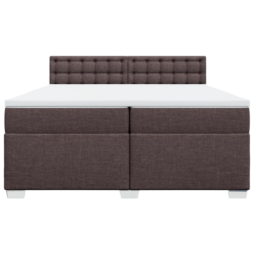 Κρεβάτι Boxspring με Στρώμα Σκούρο Καφέ 200x200 εκ. Υφασμάτινο - Pakobazaar