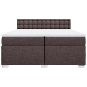 Κρεβάτι Boxspring με Στρώμα Σκούρο Καφέ 200x200 εκ. Υφασμάτινο - Pakobazaar