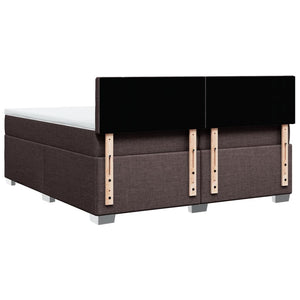 Κρεβάτι Boxspring με Στρώμα Σκούρο Καφέ 200x200 εκ. Υφασμάτινο - Pakobazaar