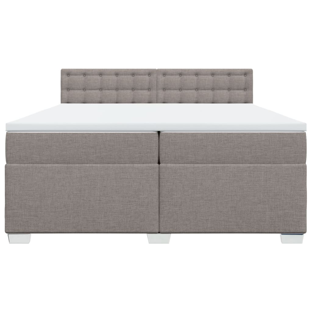 Κρεβάτι Boxspring με Στρώμα Taupe 200x200 εκ. Υφασμάτινο - Pakobazaar