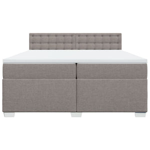 Κρεβάτι Boxspring με Στρώμα Taupe 200x200 εκ. Υφασμάτινο - Pakobazaar