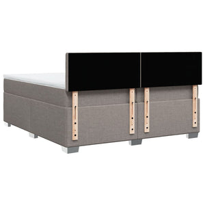 Κρεβάτι Boxspring με Στρώμα Taupe 200x200 εκ. Υφασμάτινο - Pakobazaar
