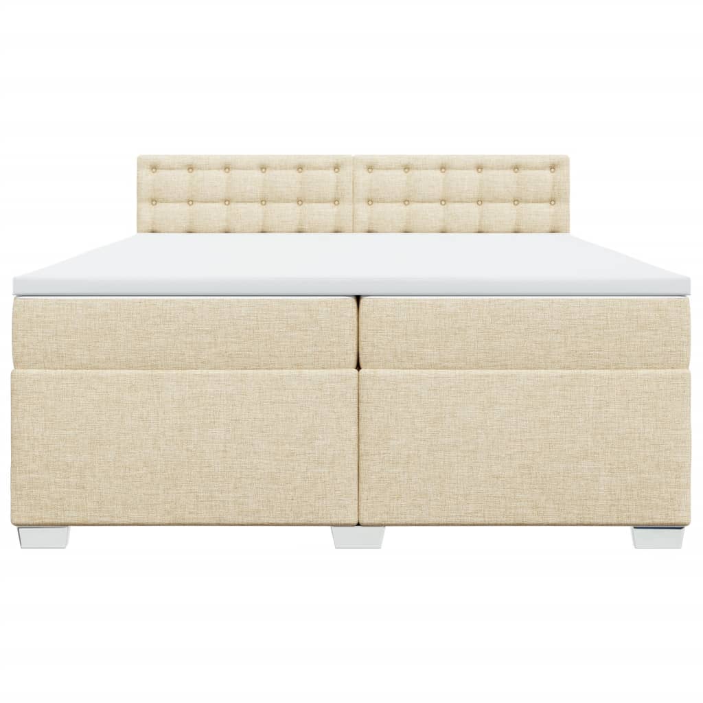 Κρεβάτι Boxspring με Στρώμα Κρεμ 200x200 εκ. Υφασμάτινο