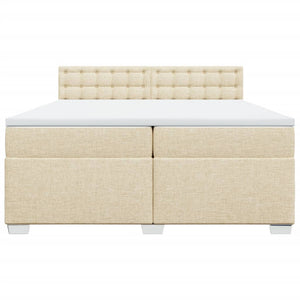Κρεβάτι Boxspring με Στρώμα Κρεμ 200x200 εκ. Υφασμάτινο