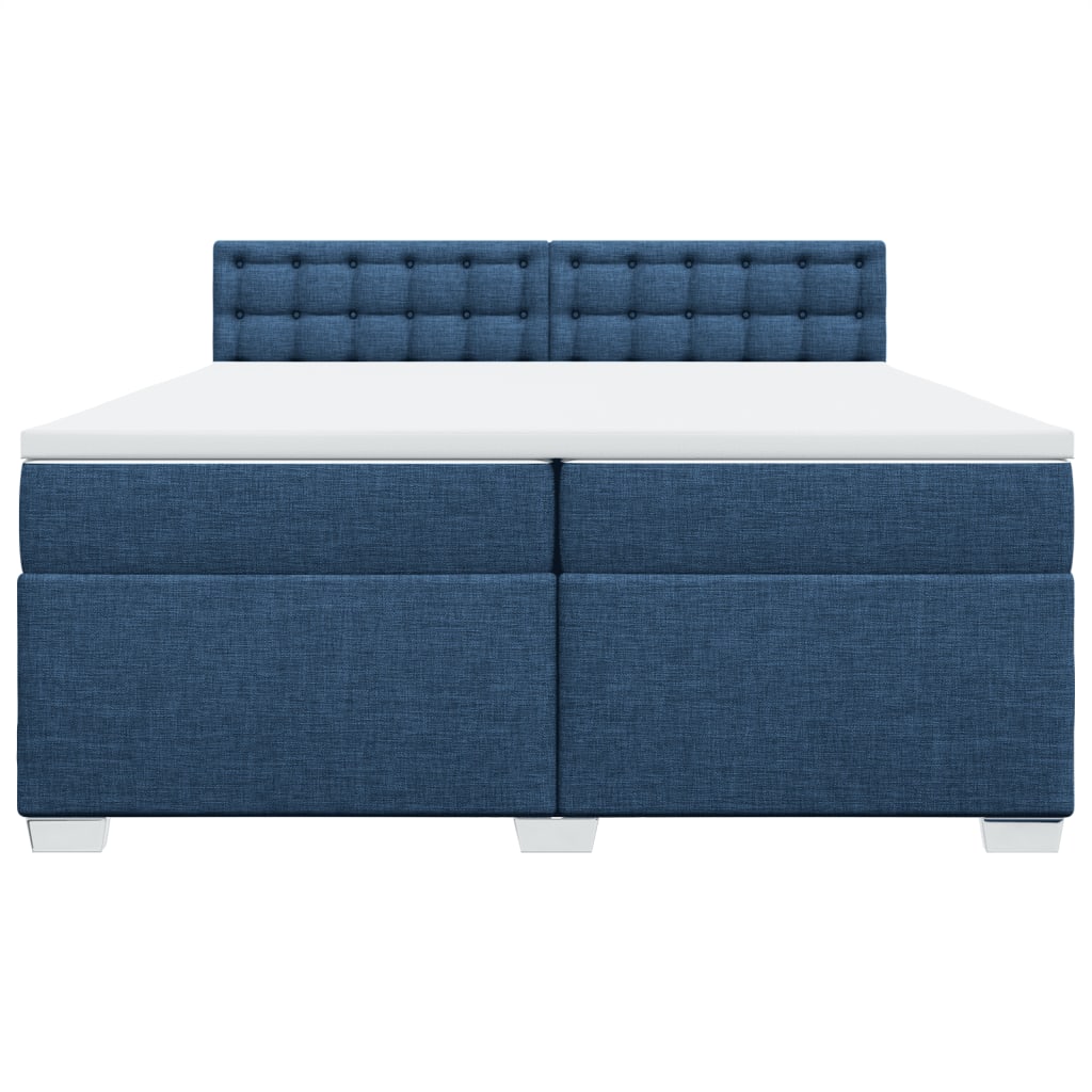 Κρεβάτι Boxspring με Στρώμα Μπλε 200x200 εκ. Υφασμάτινο - Pakobazaar