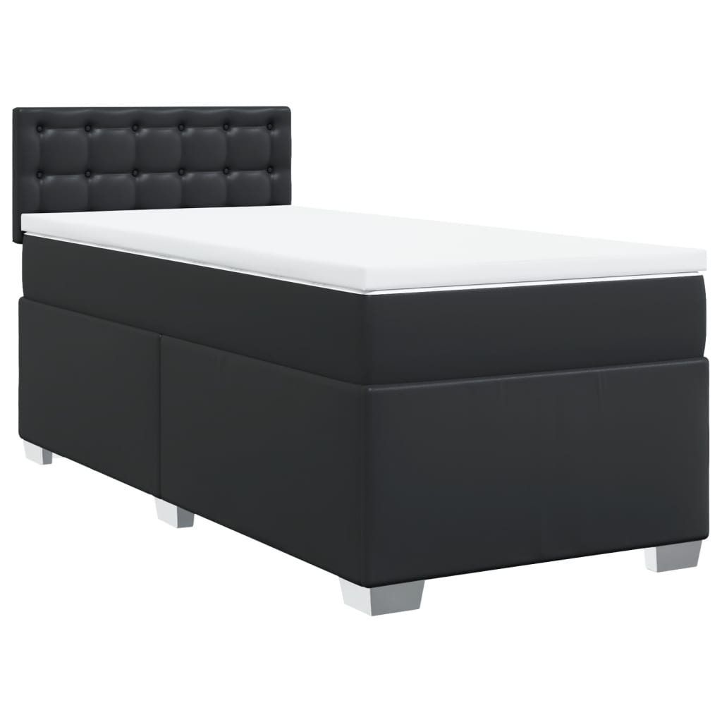 Κρεβάτι Boxspring με Στρώμα Μαύρο 80 x 200 εκ. Συνθετικό Δέρμα