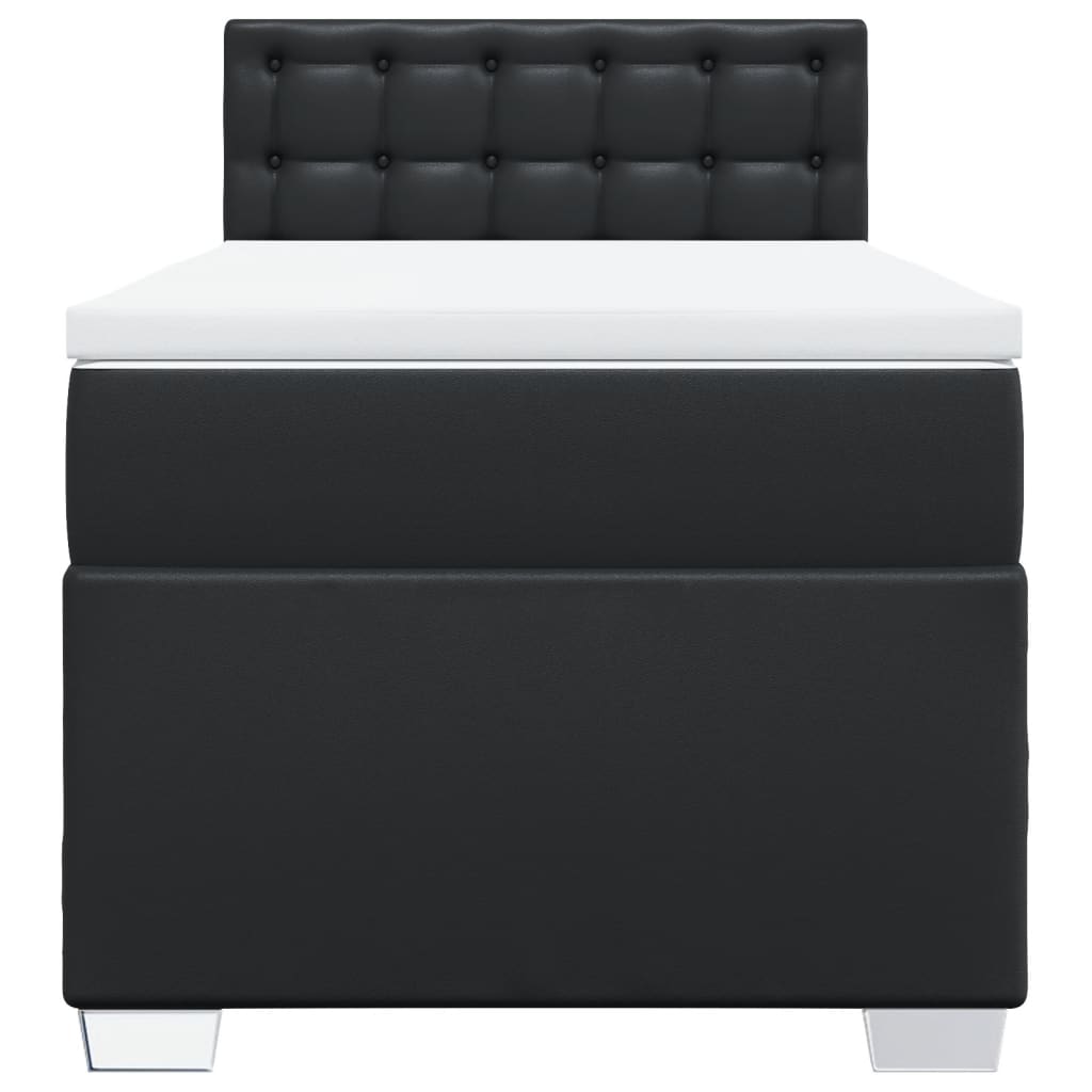 Κρεβάτι Boxspring με Στρώμα Μαύρο 80 x 200 εκ. Συνθετικό Δέρμα
