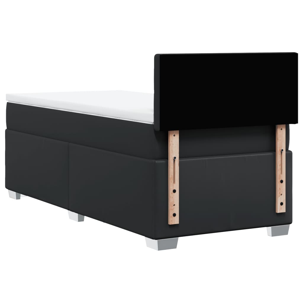 Κρεβάτι Boxspring με Στρώμα Μαύρο 80 x 200 εκ. Συνθετικό Δέρμα