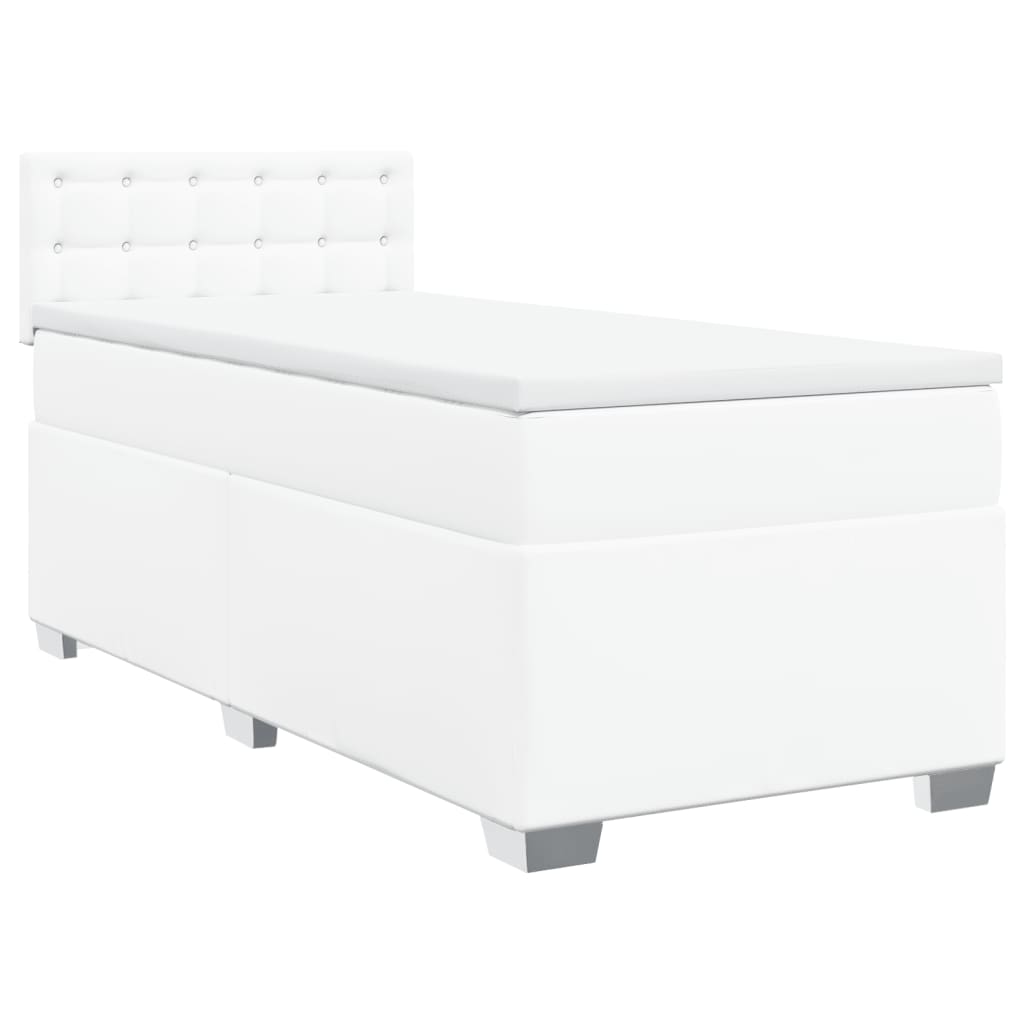 Κρεβάτι Boxspring με Στρώμα Λευκό 80 x 200 εκ. Συνθετικό Δέρμα