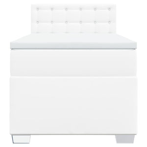 Κρεβάτι Boxspring με Στρώμα Λευκό 80 x 200 εκ. Συνθετικό Δέρμα