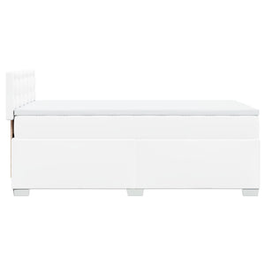 Κρεβάτι Boxspring με Στρώμα Λευκό 80 x 200 εκ. Συνθετικό Δέρμα