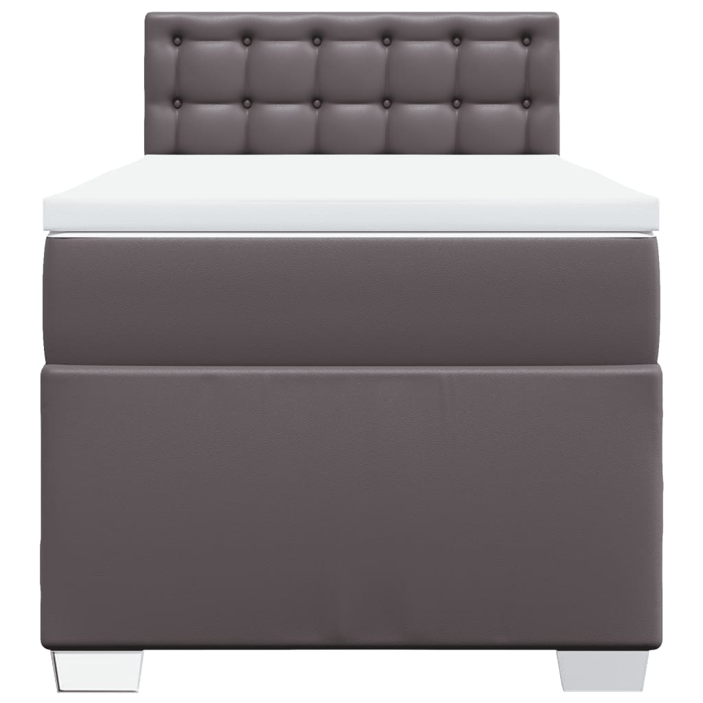 Κρεβάτι Boxspring με Στρώμα Γκρι 80 x 200 εκ. Συνθετικό Δέρμα - Pakobazaar