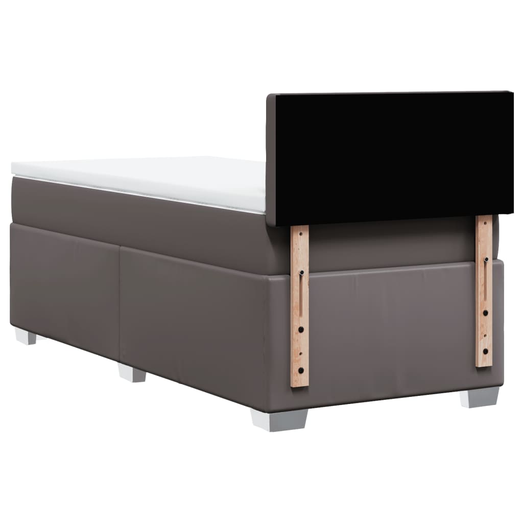Κρεβάτι Boxspring με Στρώμα Γκρι 80 x 200 εκ. Συνθετικό Δέρμα - Pakobazaar