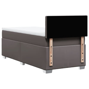 Κρεβάτι Boxspring με Στρώμα Γκρι 80 x 200 εκ. Συνθετικό Δέρμα - Pakobazaar