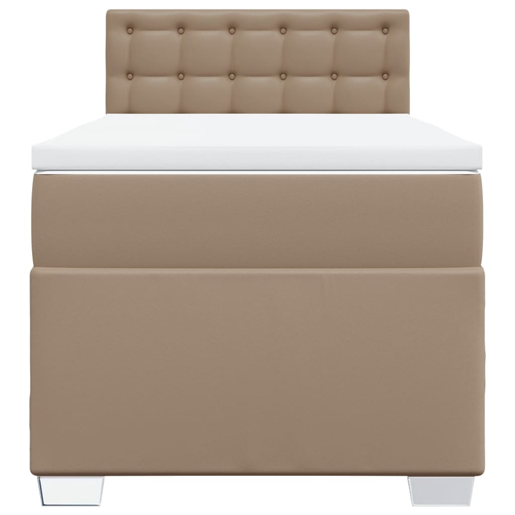 Κρεβάτι Boxspring με Στρώμα Καπουτσίνο 80x200 εκ. Συνθ. Δέρμα