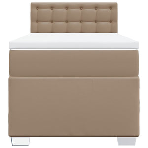 Κρεβάτι Boxspring με Στρώμα Καπουτσίνο 80x200 εκ. Συνθ. Δέρμα
