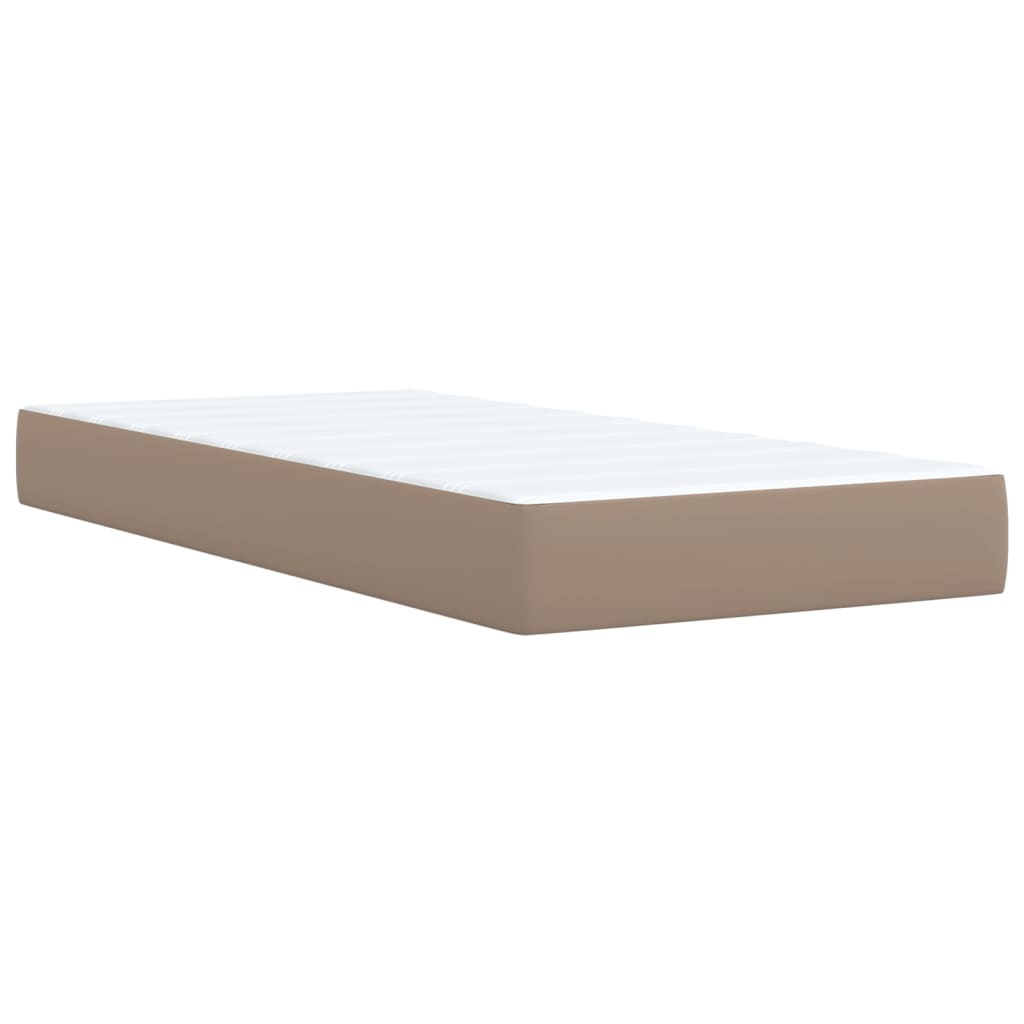 Κρεβάτι Boxspring με Στρώμα Καπουτσίνο 80x200 εκ. Συνθ. Δέρμα