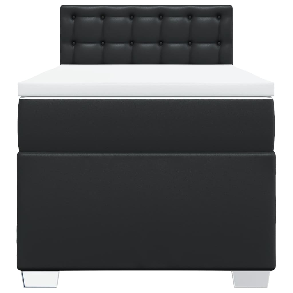 Κρεβάτι Boxspring με Στρώμα Μαύρο 90x190εκ. από Συνθετικό Δέρμα