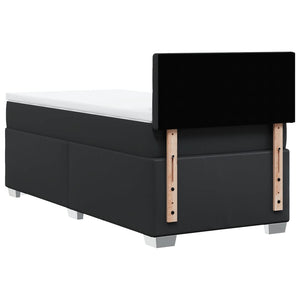 Κρεβάτι Boxspring με Στρώμα Μαύρο 90x190εκ. από Συνθετικό Δέρμα