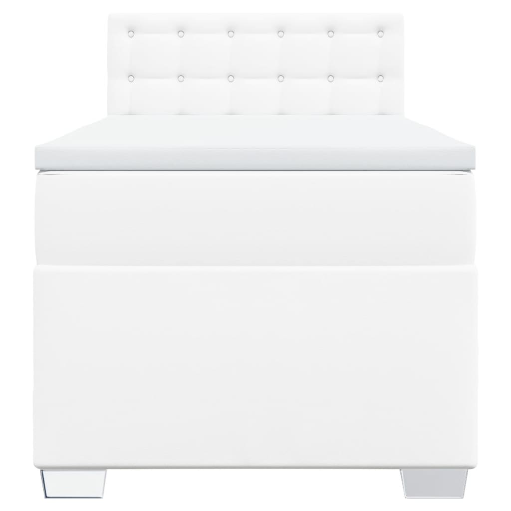 Κρεβάτι Boxspring με Στρώμα Λευκό 90x190εκ. από Συνθετικό Δέρμα - Pakobazaar