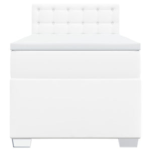 Κρεβάτι Boxspring με Στρώμα Λευκό 90x190εκ. από Συνθετικό Δέρμα - Pakobazaar