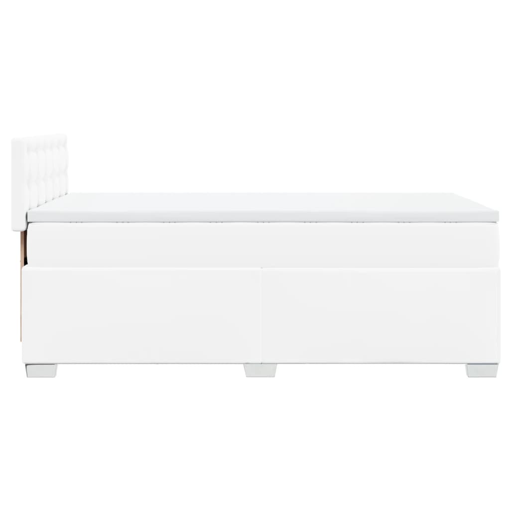 Κρεβάτι Boxspring με Στρώμα Λευκό 90x190εκ. από Συνθετικό Δέρμα - Pakobazaar