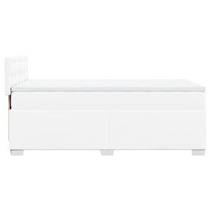 Κρεβάτι Boxspring με Στρώμα Λευκό 90x190εκ. από Συνθετικό Δέρμα - Pakobazaar