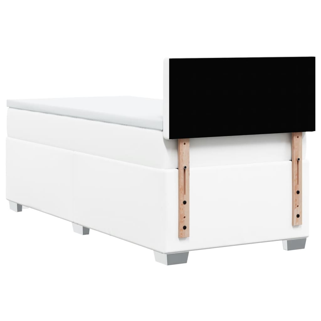 Κρεβάτι Boxspring με Στρώμα Λευκό 90x190εκ. από Συνθετικό Δέρμα - Pakobazaar