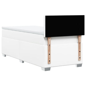 Κρεβάτι Boxspring με Στρώμα Λευκό 90x190εκ. από Συνθετικό Δέρμα - Pakobazaar