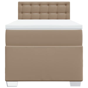 Κρεβάτι Boxspring με Στρώμα Καπουτσίνο 90x190εκ.από Συνθ. Δέρμα - Pakobazaar
