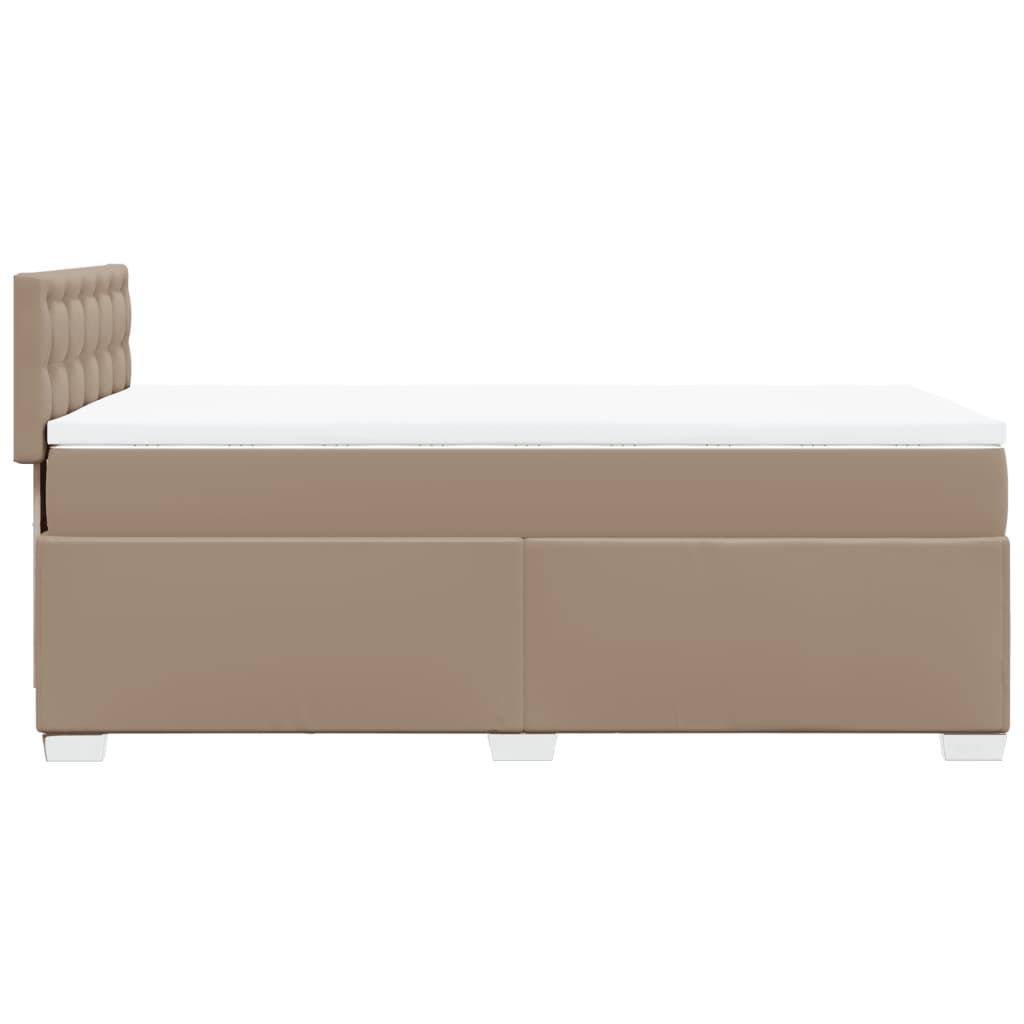 Κρεβάτι Boxspring με Στρώμα Καπουτσίνο 90x190εκ.από Συνθ. Δέρμα - Pakobazaar