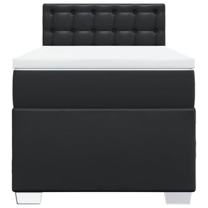 Κρεβάτι Boxspring με Στρώμα Μαύρο 90x200εκ. από Συνθετικό Δέρμα