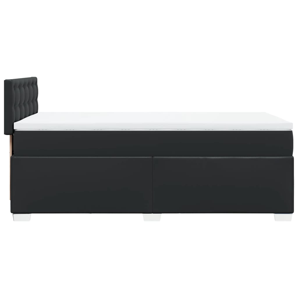 Κρεβάτι Boxspring με Στρώμα Μαύρο 90x200εκ. από Συνθετικό Δέρμα