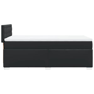 Κρεβάτι Boxspring με Στρώμα Μαύρο 90x200εκ. από Συνθετικό Δέρμα