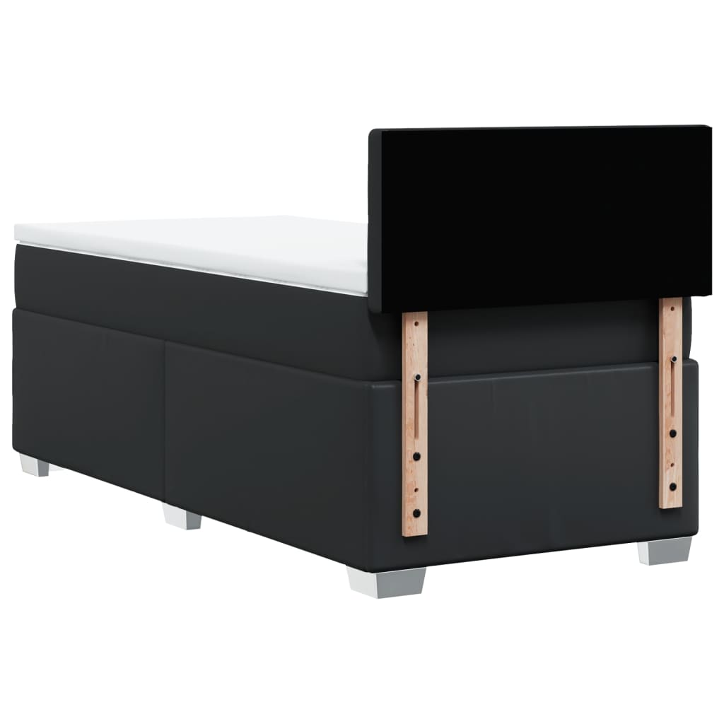 Κρεβάτι Boxspring με Στρώμα Μαύρο 90x200εκ. από Συνθετικό Δέρμα