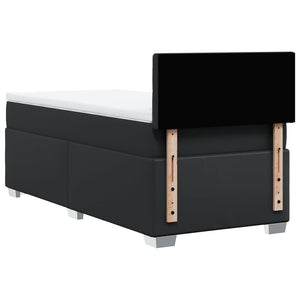 Κρεβάτι Boxspring με Στρώμα Μαύρο 90x200εκ. από Συνθετικό Δέρμα