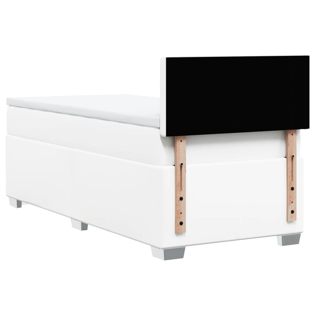 Κρεβάτι Boxspring με Στρώμα Λευκό 90x200εκ. από Συνθετικό Δέρμα - Pakobazaar