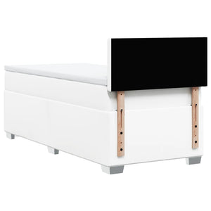 Κρεβάτι Boxspring με Στρώμα Λευκό 90x200εκ. από Συνθετικό Δέρμα - Pakobazaar