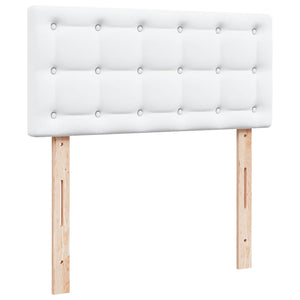 Κρεβάτι Boxspring με Στρώμα Λευκό 90x200εκ. από Συνθετικό Δέρμα - Pakobazaar