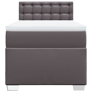 Κρεβάτι Boxspring με Στρώμα Γκρι 90x200 εκ. από Συνθετικό Δέρμα