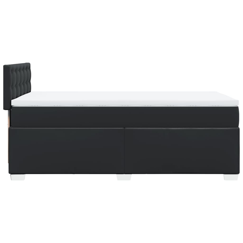 Κρεβάτι Boxspring με Στρώμα Μαύρο 100x200εκ.από Συνθετικό Δέρμα - Pakobazaar